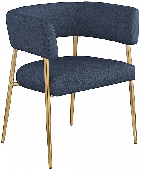 Meridian Creston Linen Textured Fabric Dining Chair in Deep Navy Durable Linen Textured Fabric 534Navy-C