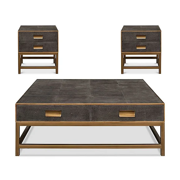 Sarreid Gideon 3-Piece Occasional Table Set in Antique Grey