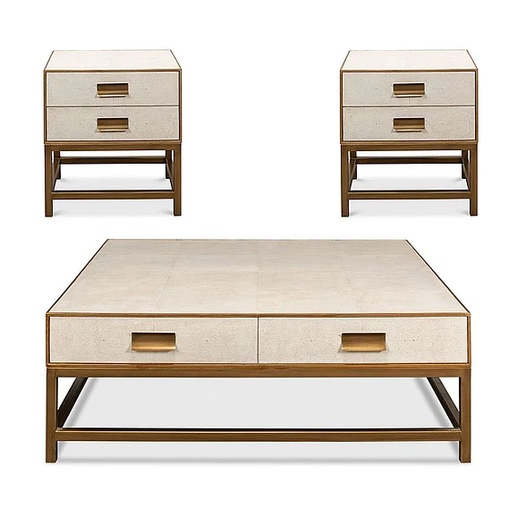 Sarreid Gideon 3-Piece Occasional Table Set in Osprey White