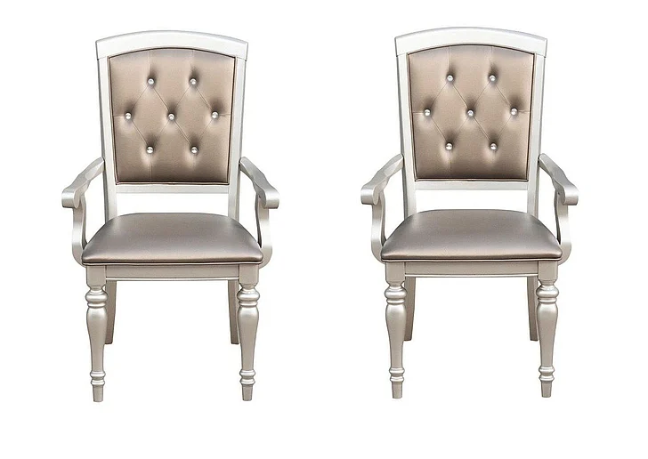 Homelegance Orsina Arm Chair in Silver (Set of 2)