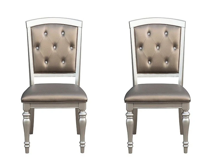 Homelegance Orsina Side Chair in Silver (Set of 2)