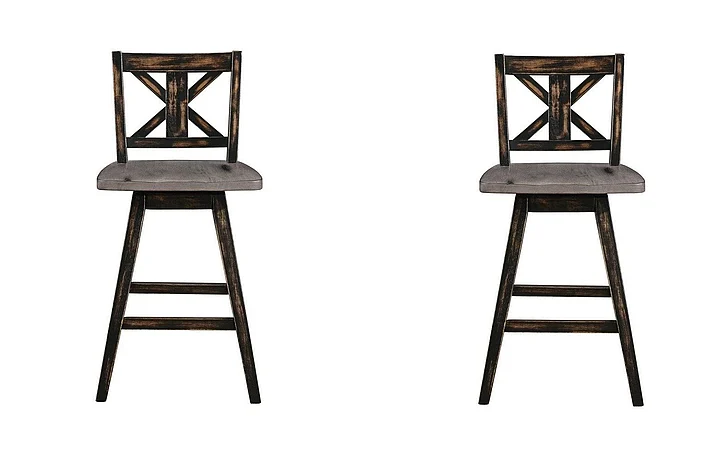 Homelegance Amsonia Swivel Counter Height Chair in Gray and Black (Set of 2)