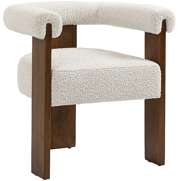 Meridian Barrel Cream Boucle Fabric Dining Chair in Cream Boucle Fabric 562Cream-C