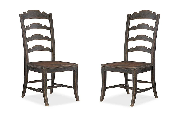 Hooker Furniture Hill Country Twin Sisters Ladderback Side Chair (Set of 2) in Black 5960-75310-BLK