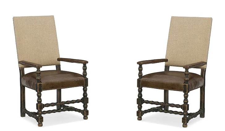 Hooker Furniture Hill Country Comfort Upholstered Arm Chair (Set of 2) in Black 5960-75400-BLK