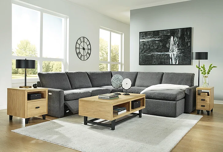 Hartsdale 5-Piece Power Reclining Sectional with RAF Chaise in Granite