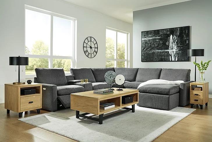 Hartsdale 6-Piece Power Reclining Sectional with RAF Chaise in Granite