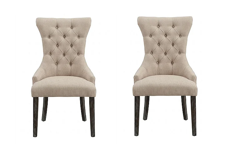 Acme Furniture Gerardo Upholstered Arm Chair in Beige and Espresso (Set of 2) 60823