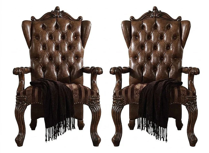 Acme Versailles Arm Chair in L.Brown/Cherry Oak (Set of 2) 61103