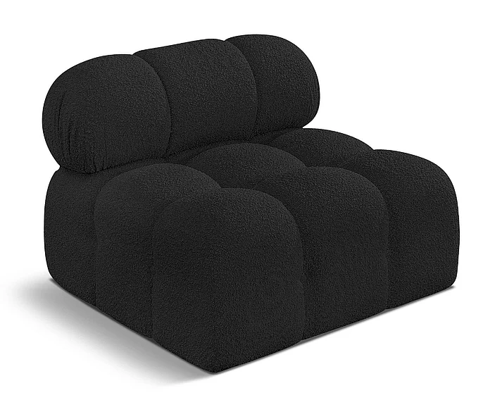 Meridian Ames Boucle Fabric Living Room Chair in Black Boucle Fabric 611Black-Armless