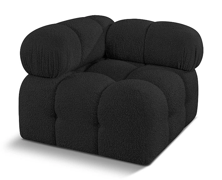 Meridian Ames Boucle Fabric Living Room Chair in Black Boucle Fabric 611Black-Corner