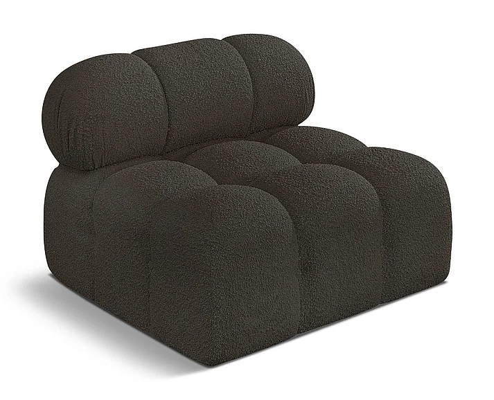 Meridian Ames Boucle Fabric Living Room Chair in Brown Boucle Fabric 611Brown-Armless