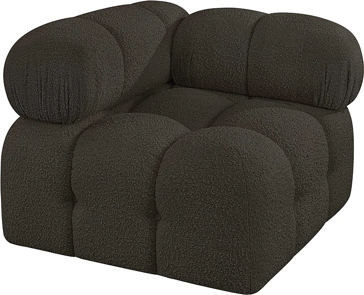 Meridian Ames Boucle Fabric Living Room Chair in Brown Boucle Fabric 611Brown-Corner