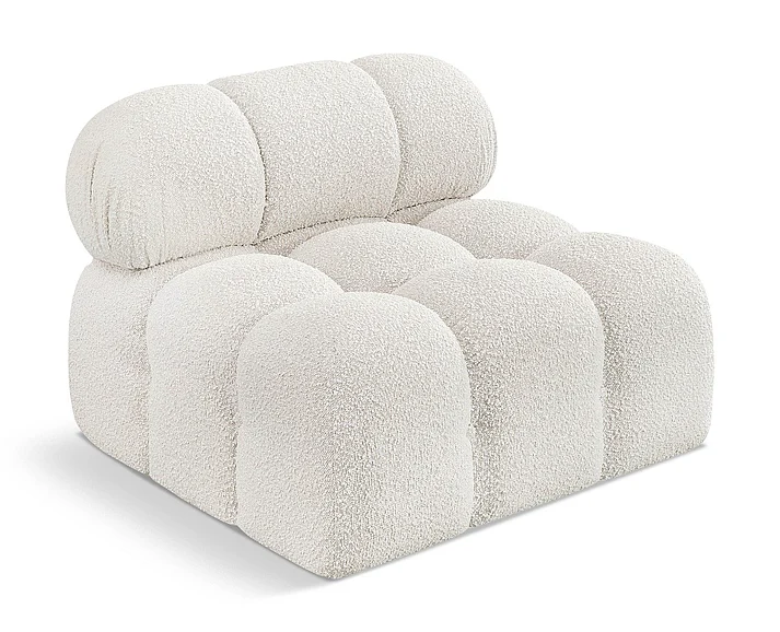 Meridian Ames Boucle Fabric Living Room Chair in Cream Boucle Fabric 611Cream-Armless