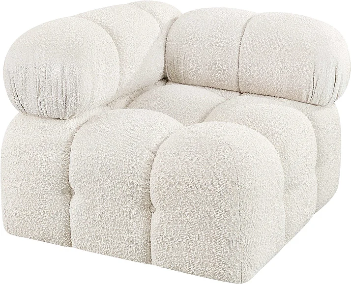 Meridian Ames Boucle Fabric Living Room Chair in Cream Boucle Fabric 611Cream-Corner