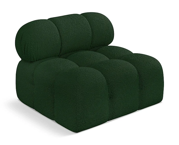 Meridian Ames Boucle Fabric Living Room Chair in Green Boucle Fabric 611Green-Armless