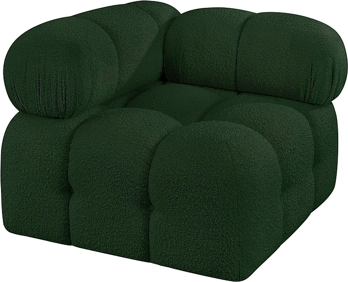 Meridian Ames Boucle Fabric Living Room Chair in Green Boucle Fabric 611Green-Corner