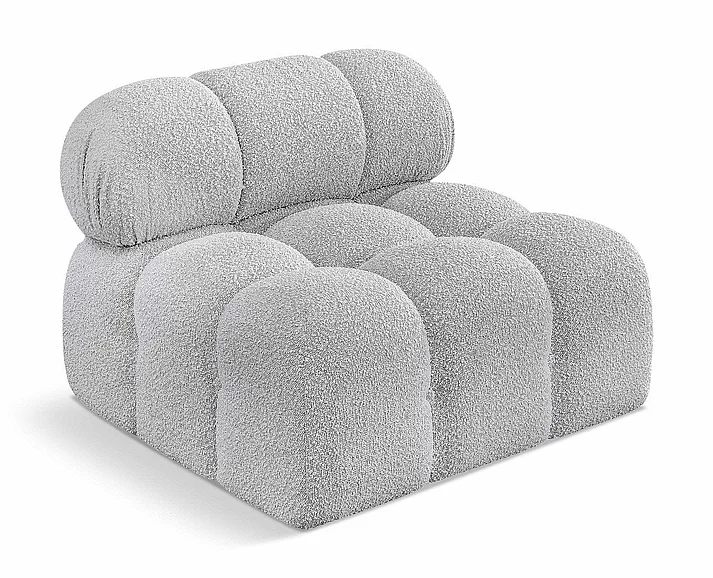 Meridian Ames Boucle Fabric Living Room Chair in Grey Boucle Fabric 611Grey-Armless
