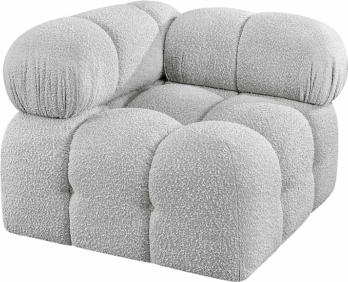 Meridian Ames Boucle Fabric Living Room Chair in Grey Boucle Fabric 611Grey-Corner