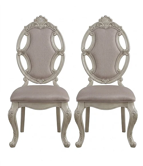 Acme Ragenardus Side Chair in Antique White (Set of 2) 61282