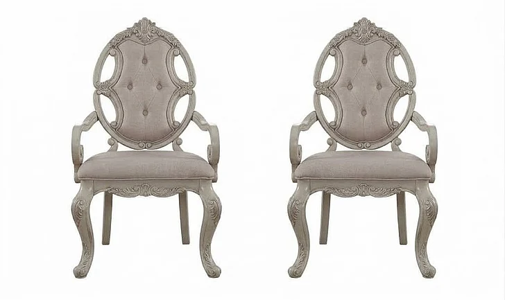 Acme Ragenardus Arm Chair in Antique White (Set of 2) 61283