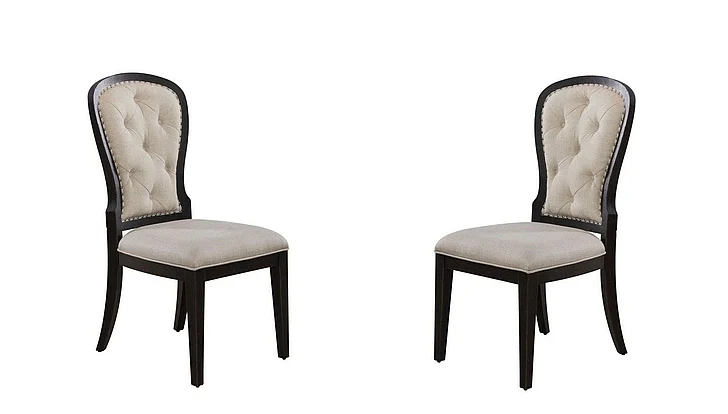 Liberty Furniture Americana Farmhouse Uph Tufted Back Side Chair (Set of 2) in Black 615-C0501S-B