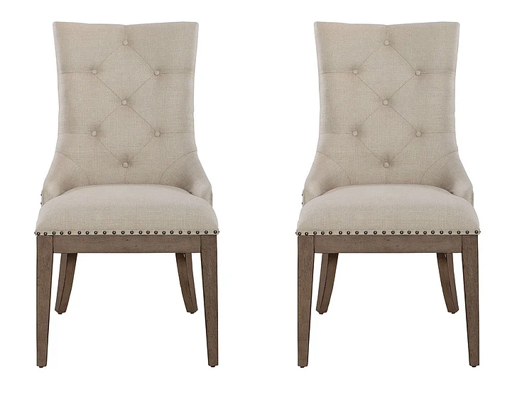 Liberty Furniture Americana Farmhouse Uph Shelter Side Chair (Set of 2) in Dusty Taupe & Black 615-C6501S