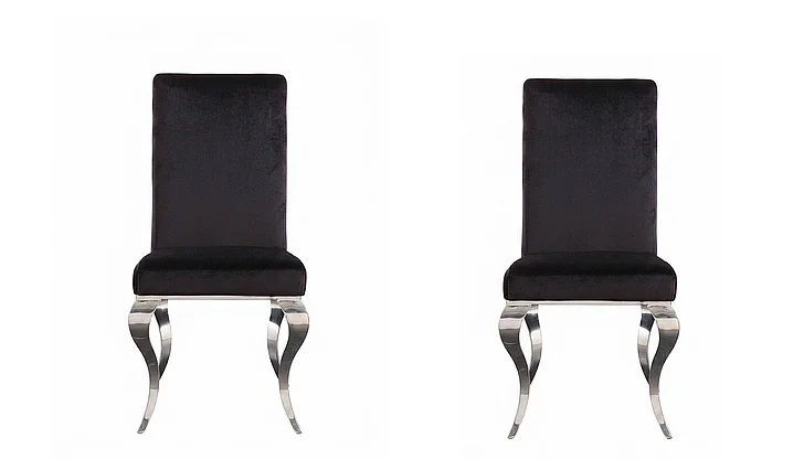 ACME Fabiola Side Chair (Set of 2) in Black & Stainless Steel 62072