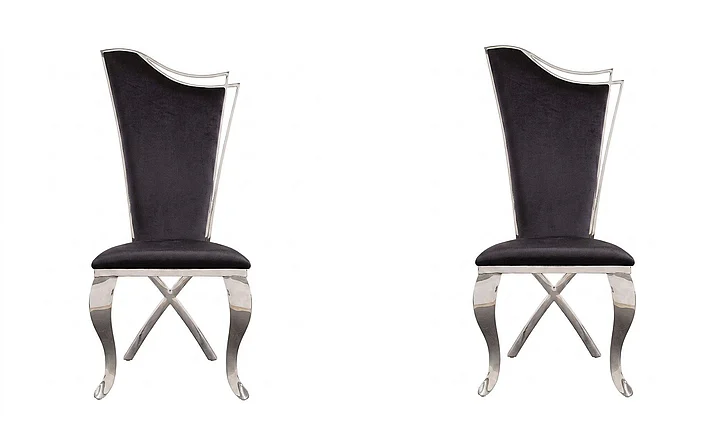ACME Cyrene Faux Fabric Side Chair (Set of 2) in Stainless Steel 62079