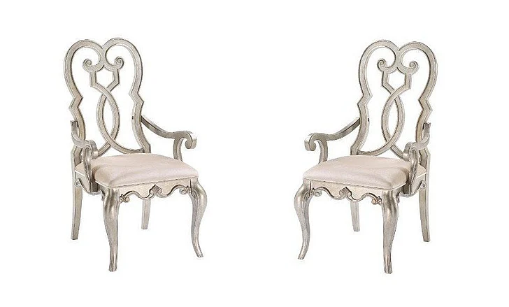 ACME Esteban Arm Chair (Set of 2) in Antique Champagne 62203