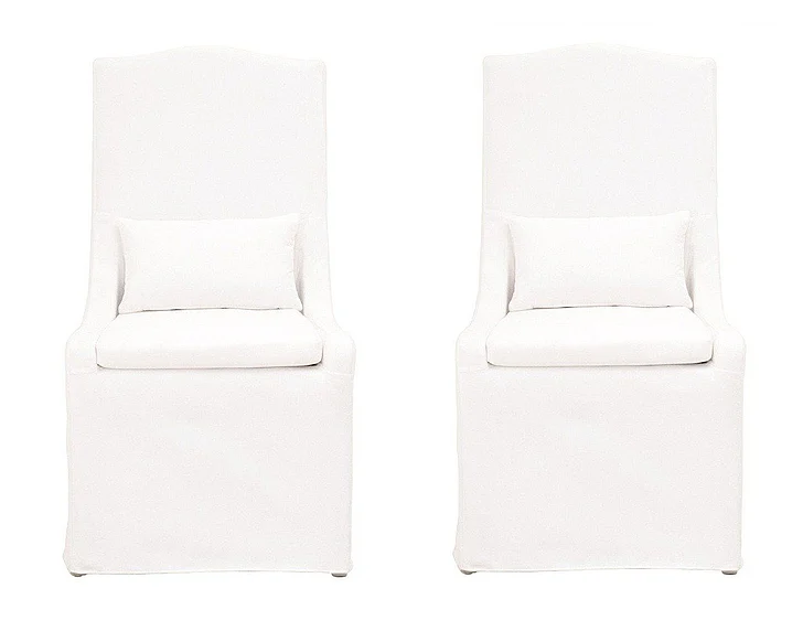 Essentials For Living Colette Slipcover Dining Chair (Set of 2) in Livesmart Peyton Pearl 6419UP.LPPRL