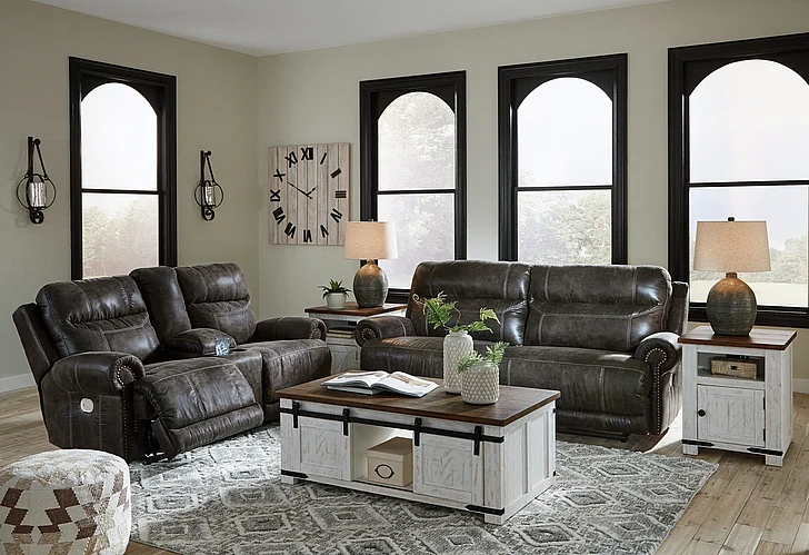 Grearview 2-Piece Power Reclining Livingroom Set in Charcoal
