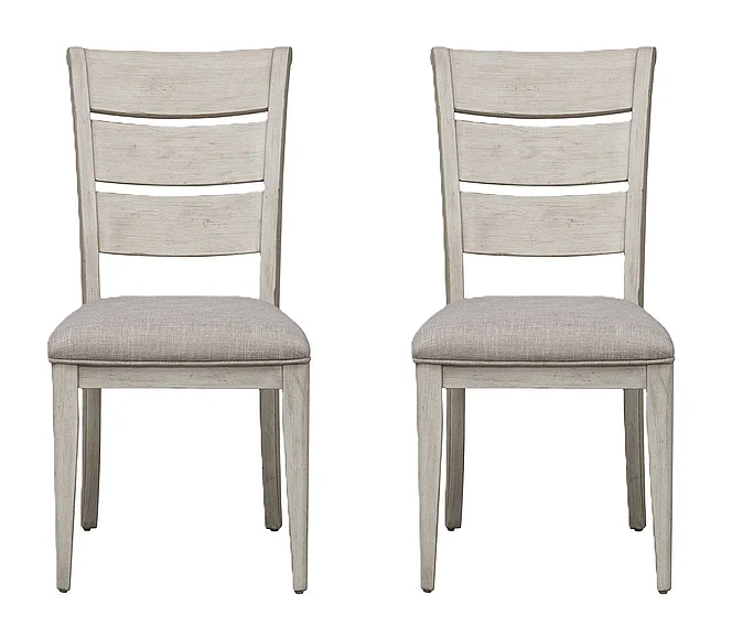 Liberty Furniture Farmhouse Reimagined Ladder Back Upholstered Side Chair (RTA) in Antique White 652-C2001S (Set of 2)