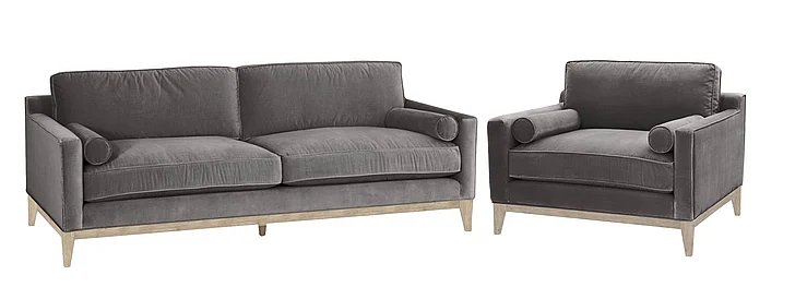 Essentials For Living Stitch & Hand 2pc Parker Living Room Set in Dark Dove/Natural Gray