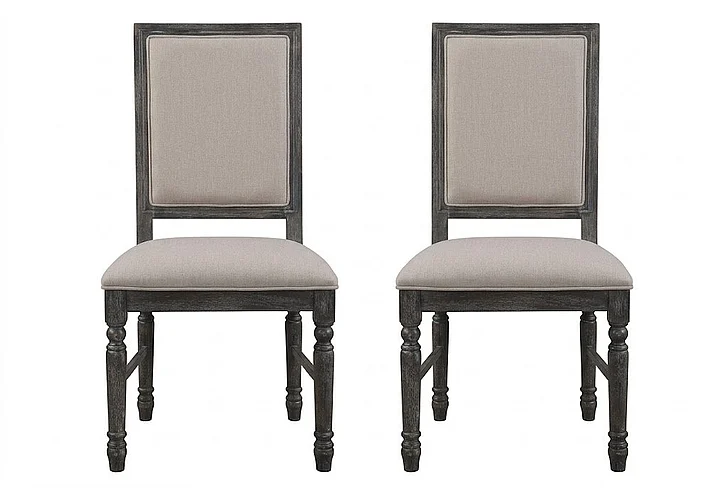 Acme Furniture Leventis Side Chair in Cream and Weathered Gray (Set of 2) 66182