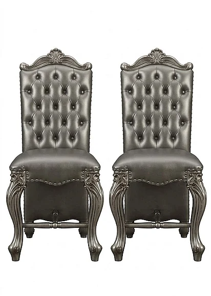 Acme Furniture Versailles Counter Height Chair in Silver and Antique Platinum (Set of 2) 66837