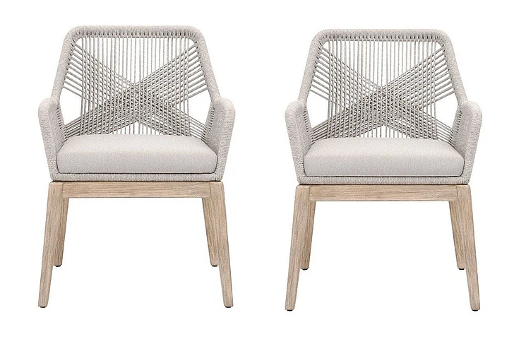 Essentials For Living Loom Arm Chair (Set of 2) in Taupe Fixed Seat 6809KD.WTA/FPUM/NG