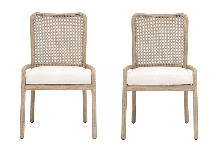 Essentials For Living Avalon Dining Chair, Set of 2 in LiveSmart Peyton Pearl, Natural Gray Mahogany, Cane 6812.NGCN/LPPRL/NG