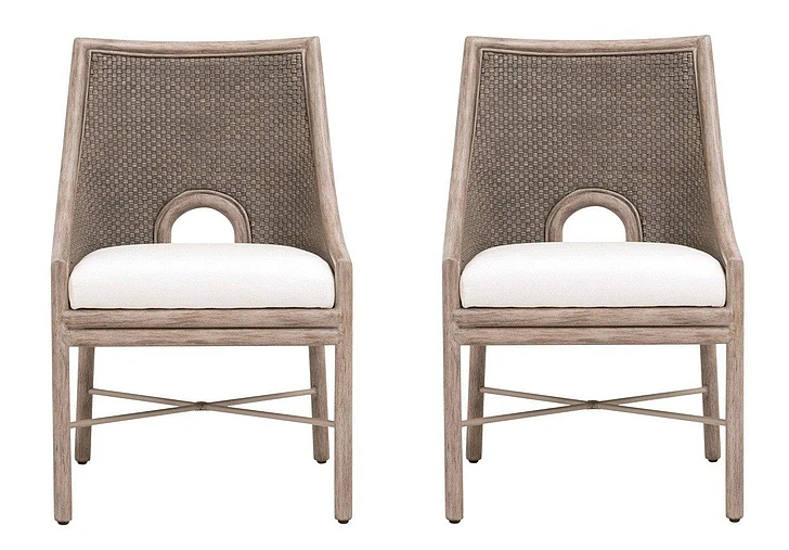 Essentials For Living Adamo Dining Chair, Set of 2 French Gray Cabana Loom, French Gray Mahogany 6813.FGRY/LPPRL/FG