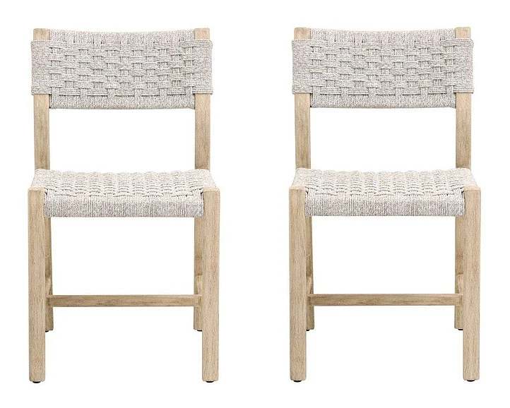 Essentials For Living Kitts Indoor/Outdoor Dining Chair, Set of 2 in White Speckle Twist Rope 6835.WHT/W-ET