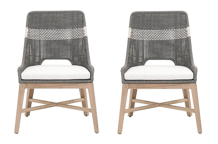 Essentials For Living Tapestry Outdoor Dining Chair (Set of 2) in Dove Flat Rope 6850.DOV/WHT/GT CLOSEOUT