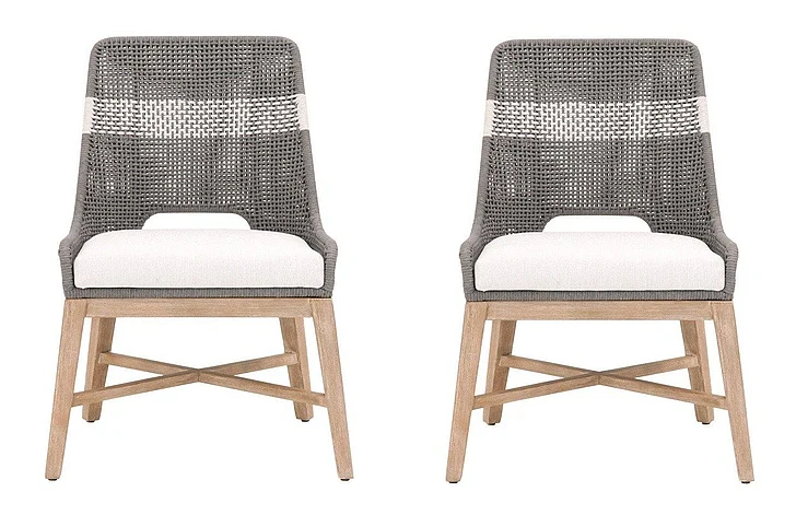 Essentials For Living Tapestry Dining Chair (Set of 2) in Dove Flat Rope 6850.DOV/WHT/NG CLOSEOUT