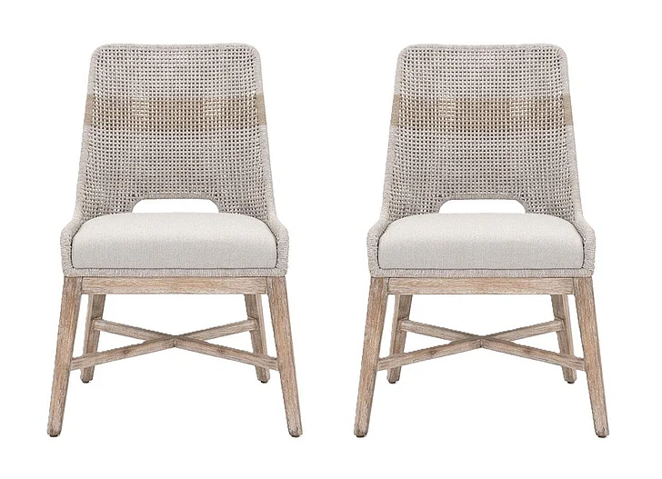 Essentials For Living Woven Tapestry Outdoor Dining Chair (Set of 2) in Taupe & White/Natural Gray 6850.WTA/PUM/NG