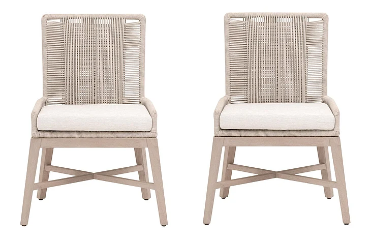 Essentials For Living Overlay Outdoor Dining Chair, Set of 2 in Oyster Twist Rope 6859.OYS/WHT/W-ET