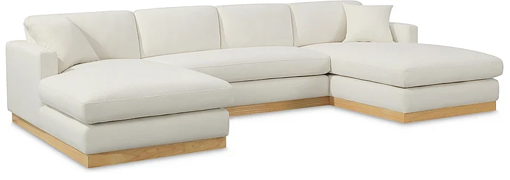 Meridian Johanna Linen Textured Fabric Sectional in Cream Linen Textured Fabric 687Cream-Sectional