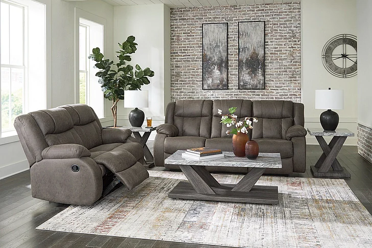 First Base 2-Piece Reclining Livingroom Set in Gunmetal