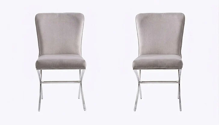 ACME Daire Side Chair (Set of 2) in Velvet & Chrome 71182