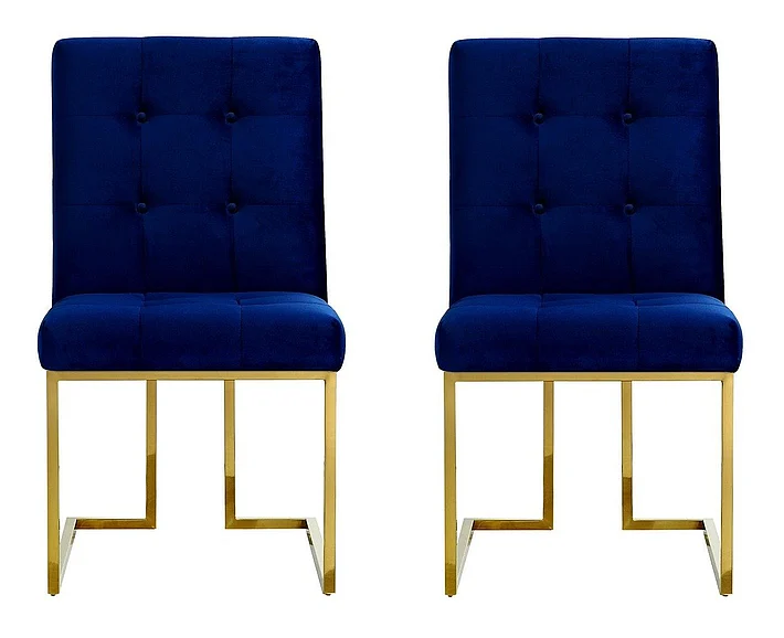 Meridian Pierre Velvet Dining Chair in Navy (Set of 2) 714Navy-C CLEARANCE