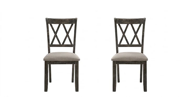 ACME Claudia II Side Chair (Set of 2) in Beige / Weathered Gray 71882
