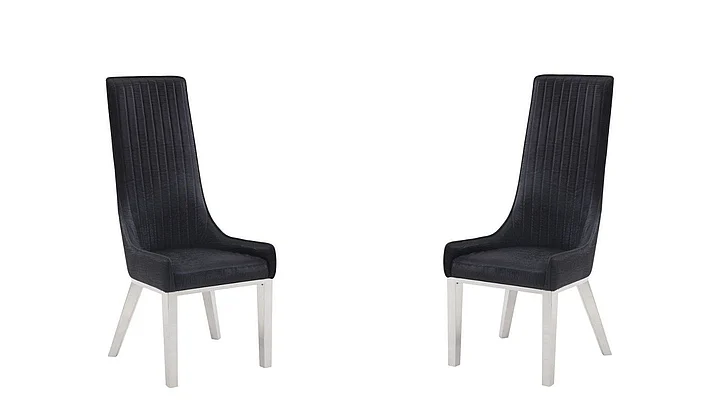 ACME Gianna Side Chair (Set of 2) in Black & Stainless Steel 72474